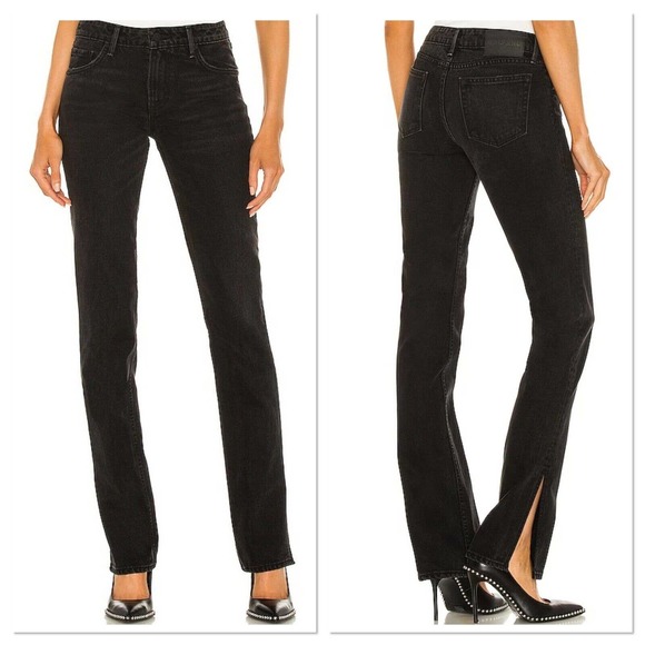 NWOT GRLFRND The Hailey Low Rise Boot Jeans Slit Hem Sunset Strip Black Size 27 - Picture 2 of 13